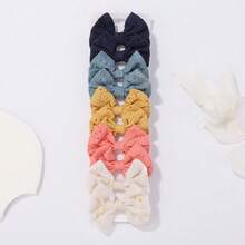 bilicaca 10pcs Floral Fabric Bow Hair Clips, Simple Sweet Girls Ponytail Side Clips, Travel Style Hair Accessories, Random Color - Multicolor - View 9