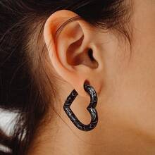 1 pieza Expansor de lóbulo con forma de corazón barroco, acero inoxidable 316L hipoalergénico, joyería corporal para piercing - amar - Ver 3