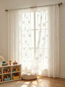 1pc Cloud-Shaped Curtain, Cartoon Style, Simple And Fresh. Suitable For Children's Room, Kids Bedroom, Girls Room And Nursery Window Curtains And Decor. - Multicolor - View 4