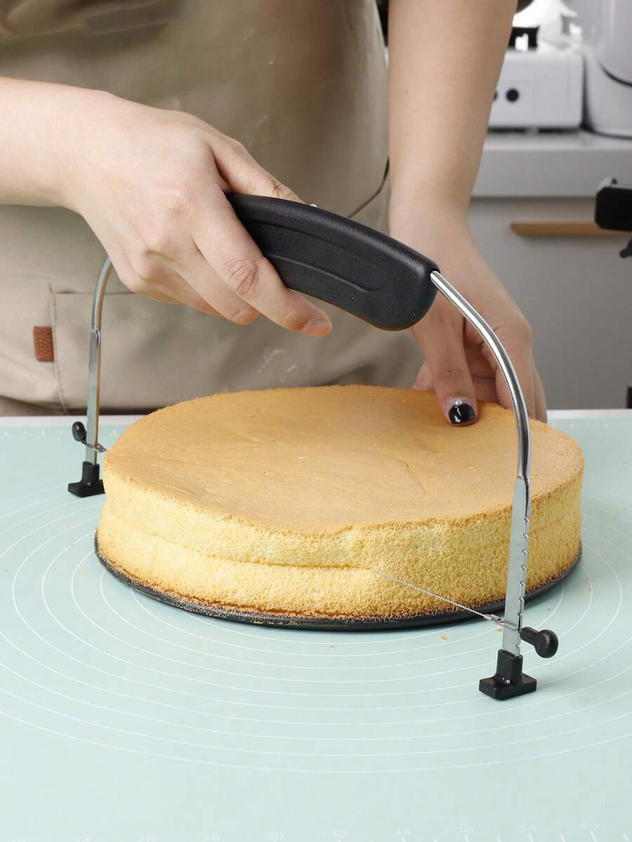 1PC Stainless Steel Cake Layer Slicer, Baking Tool Flat Tooth Divider, Mousse Cake Horizontal Cutting Knife, 8"/10" Compatible, Easily Cut Even Cake Slices, Non-Stick Design, Baking Ruler, Layer Slicing Knife