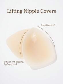 vfvQueen 1 Pair Ultra-Thin Solid Silicone Breast Lift Tape, Invisible Seamless Water Drop Lifting Breast Pads - Apricot - View 5
