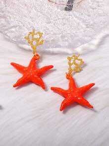 1 Pair Summer Ocean Natural Vacation Style Conch Shell Starfish Shell Earrings For Women, Lightweight Luxury Personalized Casual Versatile - Ocean-themed Earrings - View 9