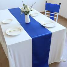 2pcs 28*275cm 11.02*108.27inch Royal Blue Satin Table Runner, High Density Hemmed Edge, Hotel Wedding Dining Table Decor, Polyester Solid Color Tablecloth (Multiple Colors Available). - Multicolor - View 1