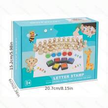 New Kids Educational Wooden Fun Letter Stamps Creative Toy Letter Design For Boys And Girls To Practice Letter Recognition, Focus And Hand-Eye Coordination, Role Play Toy - Multicolor - View 4
