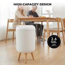 SUSTEAS Automatic Motion Sensor Trash Can – Hands-Free Touchless Kitchen & Bathroom Garbage Bin, 10L Capacity, Odor Control, Battery-Powered For Convenient Hygienic Disposal (WHITE) - White 10L - View 8