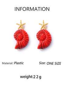 1 Pair Summer Ocean Natural Vacation Style Conch Shell Starfish Shell Earrings For Women, Lightweight Luxury Personalized Casual Versatile - Ocean-themed Earrings - View 21