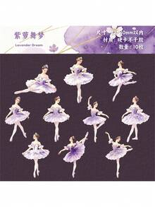 1 Pack 10 Sheets Ballet Girl Planner Stickers, Vintage Creative Aesthetic Decals, DIY Decoration Collage Craft Materials, Holiday Gift, Personalized Scrapbook School Stationery Supplies School Supplies - W.P. - View 14