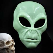 1pc Fashionable Creative Glow-In-The-Dark Mask Head Cover, Halloween Party Costume Scary Alien Mask Head Cover, Horror Mask Glow-In-The-Dark Ghost Face Party Cosplay Prop - Mask - View 3