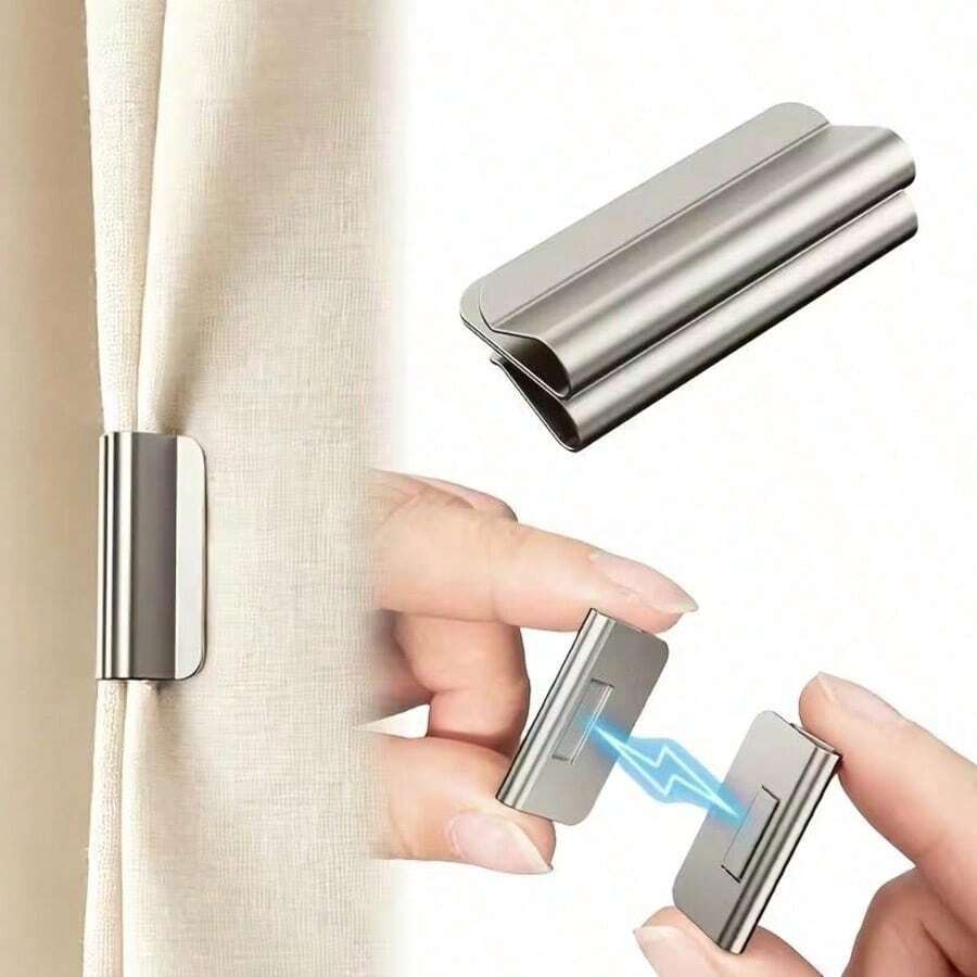 1/5/10 Pairs Strong Magnetic Blackout Curtain Clips, No-Sew Curtain Gap Fixing Buckles, Reusable Multi-Function Curtain And Clothing Fasteners, Non-Damaging Clips, Suitable For Living Room, Dorm, Apartment - Fastener - View 1