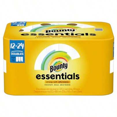 Bounty Essentials Select-A-Size Paper Towels, White, 12 Double Rolls = 24 Regular Rolls, 12 Count