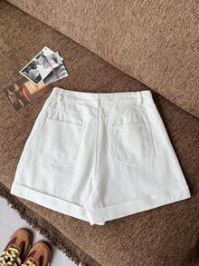 Women's Casual Loose Versatile Denim Shorts With Pockets Summer White - White - View 8
