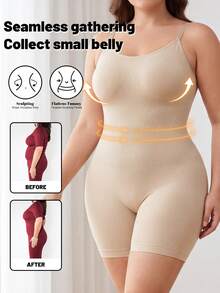 Celana Pendek Pembentuk Tubuh One-Piece untuk Wanita Ukuran Plus, Pengontrol Perut, Pengencang Pinggang, Penopang Payudara, Desain Pengangkat Bokong untuk Musim Panas - Aprikot - View 4