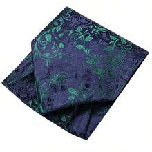 Navy Blue Green Leaf Vine Ascot Cravat And Accessories, 4 In 1 Formal Neckwear Set With Corsage For Banquet - Mint Blue - View 5