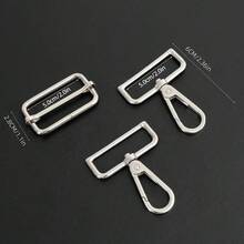 3pcs Luggage Strap Accessories Set, Including Shoulder Strap Buckle, Dog Clip, Zinc Alloy Pressed Hook Buckle, For DIY Handbag - Silver - View 9