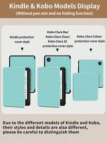 Kingsung 薄荷綠波點與極簡圖案平板保護殼，相容 iPad Air 8(M4)2026(11-Inch)、Air 8(M4)2026(11-Inch)、9.7/10.2/10.5/10.9/12.9 Inch Pro、10th Gen，相容 Galaxy Tab S6 Lite 10.4 Inch、Kindle Paperwhite 12th Gen 2024、11th Gen Kindle 2022年上市，提供柔軟防震保護，支援智慧睡眠/喚醒 - 彩色 - 查看 11