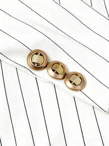 HOMEYEE Striped Suit Set, Double-Breasted Casual Business Suit Jacket And Slim Fit Pants, Versatile Style Suitable For Various Occasions, Business And Vacation White Spring - White - View 4