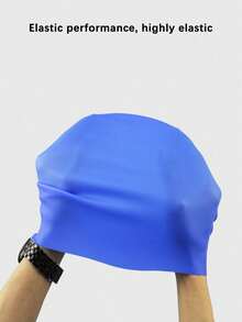 Topi Renang Wanita untuk Rambut Panjang, Bahan Silikon dengan Desain Pelindung Telinga, Cocok untuk Rambut Panjang, Unisex, Topi Renang Dewasa Tahan Air dan Anti Selip untuk Rambut Panjang, Perlengkapan Pantai, Aksesori Pantai, Pelampung Kolam Renang - MultiWarna - View 5
