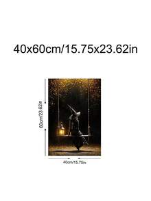 1pc Witch On Bicycle Wall Art,Halloween Silhouette Print, Witch On Swing Gothic Lantern Art, Ideal Gift,Suitable For Bedroom,Living Room,Kitchen,Wall Arts,Wall Decor,Home Decor,Room Decor,Canvas Wall Art,Posters, Wall Art With Frame,Optional Frame ﻿ - 1PCS - View 14