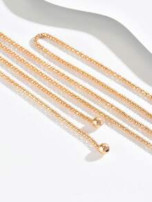 1pc Minimalist Multi-Layer Wrapped Long Necklace, Suitable For Women's Daily Wear, Dating, Party, Vacation, Travel, Gift For Girlfriend And Mom - Yellow Gold - View 4