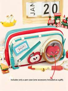 1PCTs PJ Cute Ins Style Japanese Food Hook And Loop Pencil Case, High Contrast Color Multifunctional Office Stationery, Suitable , First Day Of School - Multicolor - View 10