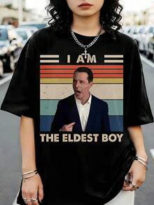 Retro Design I'm The Eldest Boy Kendall Roy Sweatshirt, Funny Jeremy Strong As Kendall Roy Crewneck Sweatshirt, Shirt - 黑色 - 查看 1