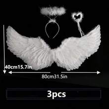 3pcs/Set Sayap Malaikat Kreatif, Tongkat Peri, Set Mainan Bando, Hadiah Natal/Halloween/Thanksgiving/Ulang Tahun [Warna Acak] (Bulu Buatan) - A - View 14
