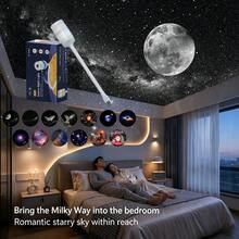 2-In-1 Starry Sky Projection Lamp, Includes 13 Interchangeable Projection Slides, Adjustable Brightness, 360° Rotatable Design, USB Powered RGB Night Light, Suitable For Car, Bedroom And Living Room Decoration - White - View 2