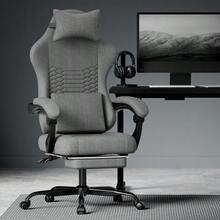 Gaming Chair Fabric Office Chair, Massage Gaming Chair With Headrest, Ergonomic Racing Gaming Seat With Footrest - Dark Grey - View 2