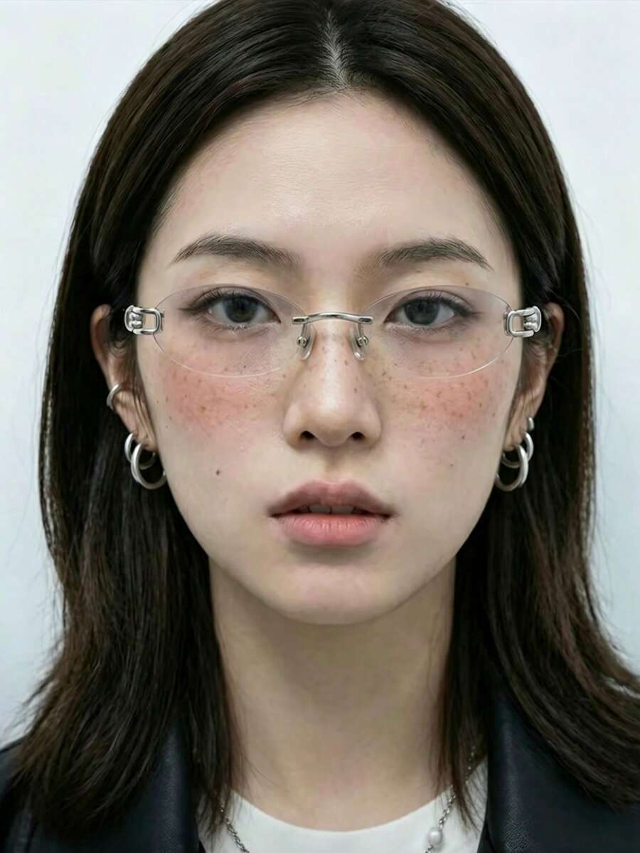 1副新款時尚個性化Y2K性感酷辣無框扭曲金屬眼鏡 - 無色 - 查看 1