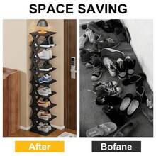6/9-Tier Freely Combinable DIY Foldable Shoe Rack, Space-Saving Heavy-Duty Storage For Entryway, Bedroom & Dorm. Stable Wobble-Free Narrow Gap Vertical Shoe Shelf, Free Shoe Horn Included - View 10