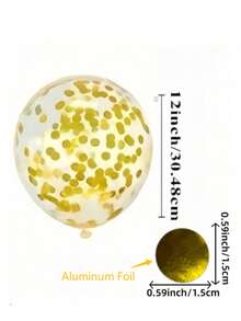 10個12英吋金色亮片乳膠箔片氣球 透明透明氦氣球 婚禮生日派對裝飾 - 彩色 - 查看 4