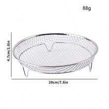304 Stainless Steel Air Fryer Rack Multi-Layer Mesh Baking Tray Stackable, Round, Square, Rectangular Air Fryer Accessories, Oven Cooking Cooling Rack, Outdoor Charcoal Grill Roasting Fries, Chicken Wings And More - View 10