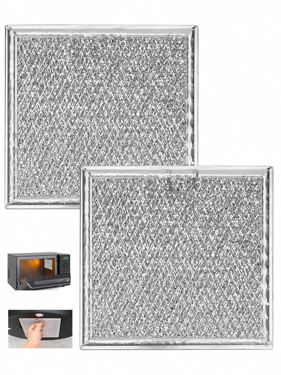2 Pieces Microwave Grease Filter Replacement For GE WB02X11534 Washable Aluminum Mesh With Long Side Pull Tab - Silver - View 1