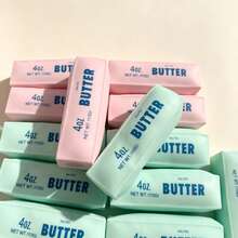 Butter Stick Squeeze Toy, Macaron Color Soft Stress Relief Toy With Squeaky ASMR Effect, Handmade Ball Filled Pressure Relief Desktop Toy, Pink Green Butter Stick Shape Handheld Tactile Squeeze Toy, Home Office Gift - Multicolor - View 4