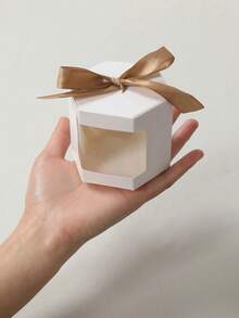 10/5 Pcs Hexagonal Window Kraft Gift Boxes Baking Packaging Boxes, Mini Cupcake Containers Ideal For Surprise Small Gifts, Weddings, Birthdays And Gender Reveal Parties Perfect For Party Favor Packaging And Decorative Use - View 3