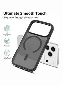 Black Matte Semi-Transparent 2-In-1 Anti-Stain Anti-Fingerprint Shockproof Phone Case, Smooth Touch Body Without Fingerprints, TPU Frame Effectively Prevents Drops And Shock, Matte Semi-Transparent PC Back Plate, Suitable For Apple 18 Pro / 18Pro Max / 17 16 15 14 13 12 11 Pro ProMax Plus Series, Screen Protection Camera Protection Case, Phone Case Protective Cover - Black - View 4