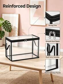 Transparent PVC Clothing Storage Box With Reinforced Zipper And Side Handles, Stackable Wardrobe Storage Container, Foldable Wardrobe Storage Box For Storing Clothes, Towels, Books, Bedroom, Dorm, Apartment, Home Organization Back To School And Daily Home Storage Solution, Zipper Wardrobe Clothing Storage Box, Foldable Wardrobe Storage Organizer For Bedroom Dorm Apartment, Perfect Back To School And Home Gift - Multicolor - View 5