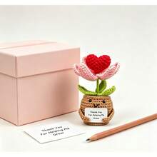 1pc Pink Heart Woven Flower Companion, Designed To Light Up Your Day. Pleasant Appearance And Inspiring Message Card Are Perfect Gifts For Your Lover. - Multicolor - View 6