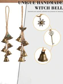 1/2 Pieces Witch Bells For Door Knob For Protection Handmade /Decorative Door Hanging Bell Witch Wind Chimes For Boho Home Room Decor, Halloween Decor, Fall Decor, Room Decor (Bees/Sun) - Multicolor - View 4