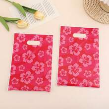 12/20/40 Pieces, Hawaiian-Themed Tropical Pink Floral Gift Bags With Handles, Summer Party Gift Bags, Suitable For Weddings, Christmas, And Halloween - View 4