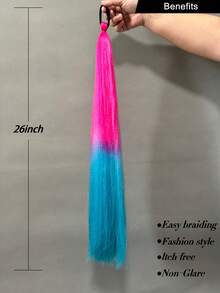 2pcs DIY Ponytail Hair Extensions, Synthetic Fiber Braided Hair Extensions With Rubber Hair Bands, Suitable For Children - Multicolor - View 7
