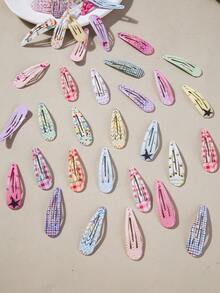20pcs Girls Colorful Water Drop Oil Random Style Simple Cute Princess BB Hair Clips Bangs Hair Clips Hair Accessories For Daily Use - Multicolor - View 3