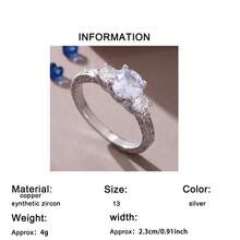1件經典閃亮圓形立方鋯石訂婚結婚戒指，女性禮物，生日禮物 - 銀色 - 查看 10