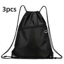 5pcs/3pcs/1pc Drawstring Backpack, Medium Size, Black, Sports Style, Suitable For Gym, Football, Basketball, Running, Travel, Swimming, Beach Use - Multicolor - View 15