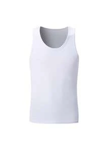 3pcs/Set Fashion Men's Tank Tops, Comfortable Sports Undershirts, Sleeveless T-Shirts - White - View 3
