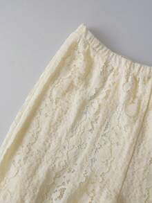 Women's Apricot Boho High-Waisted Sheer Lace Flare Pants, Perfect For Beach Outings, Everyday Wear, Or A Street-Chic Edgy-Yet-Innocent Look. - Apricot - View 7