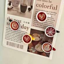 5/10pcs Mini Latte Art Coffee Fridge Magnets, Creative Resin Magnetic Memo Clips, Miniature Food DIY, Suitable For Kitchen, Pegboard, Office, Storage Cabinet, Dishwasher, Coffee Machine Multi-Scene Decoration, Christmas, Valentine's Day - Latte Art Coffee - View 3
