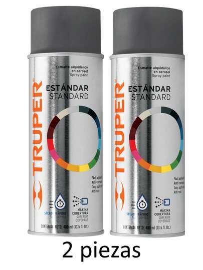 TRUPER KIT 2 PZ-Pintura en aerosol, gris obscuro, bote tradicional, 400 ml