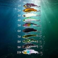 HENGJIA 沉水 VIB 釣魚路亞 4g 微振動硬餌 震動搖擺發光雷射鱗片仿真餌，適用於鱒魚、鱸魚、淡水魚 - 彩色 - 查看 4