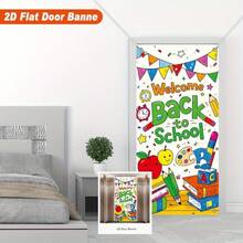 2D Curtain Banner, Welcome Back To School Curtain Banner - Books, Stationery And Apple Vibrant 2D Hanging Decor, Suitable For Classroom Or Home, Colorful School Theme - Multicolor - View 5